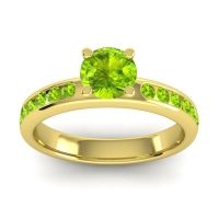 Peridot Ring In 18k Yellow Gold Dharma Round Classic Ring