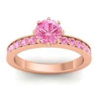 Pink Tourmaline Ring In 18K Rose Gold Jalika-6 Round Classic Ring
