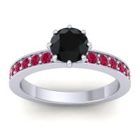 Black Onyx Ring In 14k White Gold With Ruby Jalika-6 Round Classic Ring
