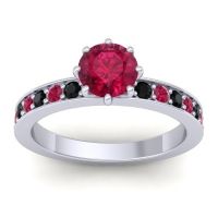 Ruby Ring In Palladium With Black Onyx Jalika-6 Round Classic Ring