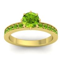 Peridot Ring In 18k Yellow Gold Jalika-6 Round Classic Ring