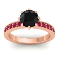 Black Onyx Ring In 14K Rose Gold With Ruby Jalika-7 Round Classic Ring