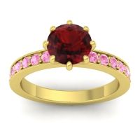 Garnet Ring In 18k Yellow Gold With Pink Tourmaline Jalika-7 Round Classic Ring