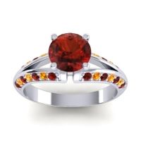 Garnet Ring In Palladium With Citrine Udaya Round Modern Ring
