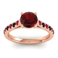 Garnet Ring In 18K Rose Gold With Ruby And Black Onyx Valimat Round Classic Ring