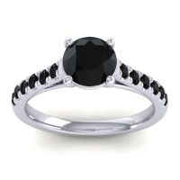 Black Onyx Ring In Platinum Valimat Round Classic Ring