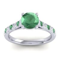 Lab Emerald Ring In Palladium With Emerald And Lab Diamond Valimat Round Classic Ring