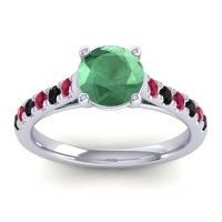 Lab Emerald Ring In Platinum With Ruby And Black Onyx Valimat Round Classic Ring