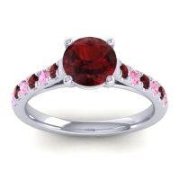 Garnet Ring In Palladium With Pink Tourmaline Valimat Round Classic Ring