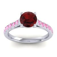 Garnet Ring In Platinum With Pink Tourmaline Valimat Round Classic Ring