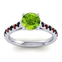 Peridot Ring In Palladium With Black Onyx And Garnet Valimat Round Classic Ring