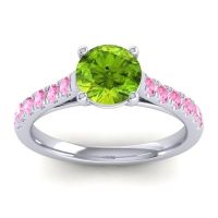 Peridot Ring In Platinum With Pink Tourmaline Valimat Round Classic Ring
