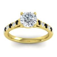 Lab Diamond Ring In 18k Yellow Gold With Black Onyx Valimat Round Classic Ring