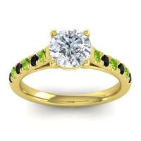 Lab Diamond Ring In 14k Yellow Gold With Peridot And Black Onyx Valimat Round Classic Ring
