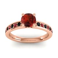 Garnet Ring In 18K Rose Gold With Black Onyx And Ruby Asada-Pave Round Classic Ring