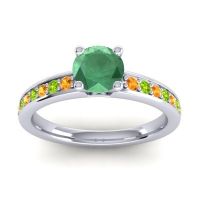 Emerald Ring In Palladium With Citrine And Peridot Asada-Pave Round Classic Ring