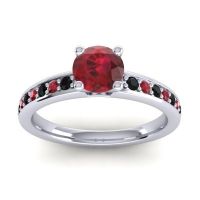 Ruby Ring In Palladium With Black Onyx Asada-Pave Round Classic Ring