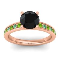 Black Onyx Ring In 18K Rose Gold With Peridot And Emerald Asada-7 Round Classic Ring