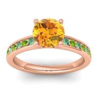Citrine Ring In 14K Rose Gold With Emerald And Peridot Asada-7 Round Classic Ring
