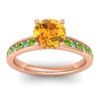 Citrine Ring In 14K Rose Gold With Peridot And Emerald Asada-7 Round Classic Ring