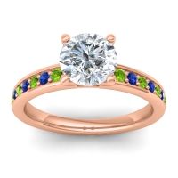 Diamond Ring In 18K Rose Gold With Peridot And Blue Sapphire Asada-7 Round Classic Ring