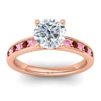Diamond Ring In 18K Rose Gold With Pink Tourmaline And Garnet Asada-7 Round Classic Ring