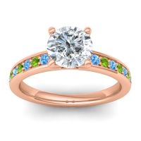 Diamond Ring In 18K Rose Gold With Swiss Blue Topaz And Peridot Asada-7 Round Classic Ring