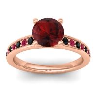 Garnet Ring In 18K Rose Gold With Black Onyx And Ruby Asada-7 Round Classic Ring