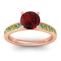Garnet Ring In 14K Rose Gold With Emerald And Peridot Asada-7 Round Classic Ring