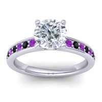Diamond Ring In Palladium With Amethyst And Black Onyx Asada-7 Round Classic Ring