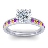 Diamond Ring In Palladium With Amethyst And Citrine Asada-7 Round Classic Ring