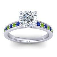 Diamond Ring In Palladium With Blue Sapphire And Peridot Asada-7 Round Classic Ring