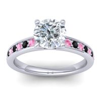 Diamond Ring In Palladium With Pink Tourmaline And Black Onyx Asada-7 Round Classic Ring