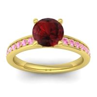 Garnet Ring In 18k Yellow Gold With Pink Tourmaline Asada-7 Round Classic Ring