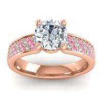 Diamond Ring In 18K Rose Gold With Lab Diamond And Pink Tourmaline Bahala-7 Round Classic Ring