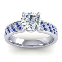 Diamond Ring In Palladium With Blue Sapphire Bahala-7 Round Classic Ring