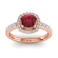 Cathedral Cushion Halo Zayya Ring, 6mm