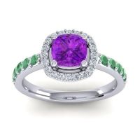 Cathedral Cushion Halo Zayya Ring, 6mm