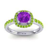 Cathedral Cushion Halo Zayya Ring, 6mm
