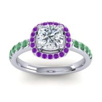 Cathedral Cushion Halo Zayya Ring, 6mm