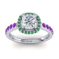 Cathedral Cushion Halo Zayya Ring, 6mm