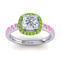 Cathedral Cushion Halo Zayya Ring, 6mm