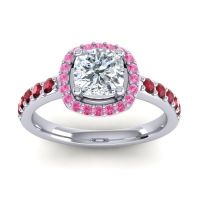 Cathedral Cushion Halo Zayya Ring, 6mm