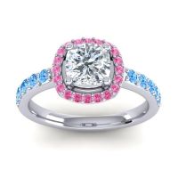 Cathedral Cushion Halo Zayya Ring, 6mm