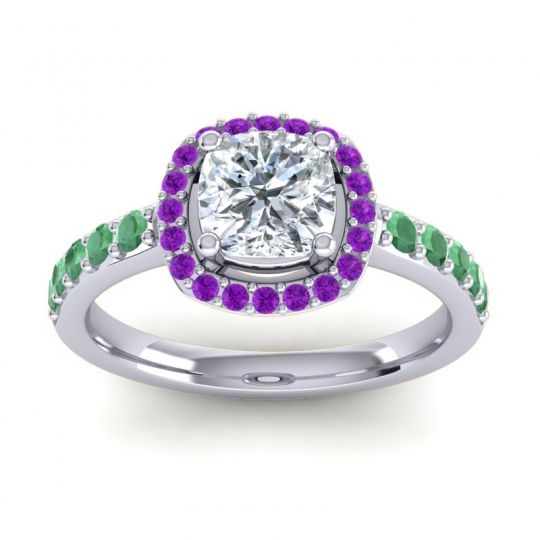 Cathedral Cushion Halo Zayya Ring, 6mm