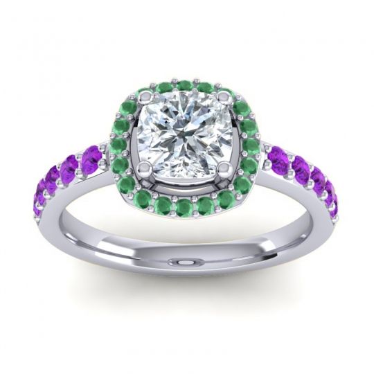 Cathedral Cushion Halo Zayya Ring, 6mm