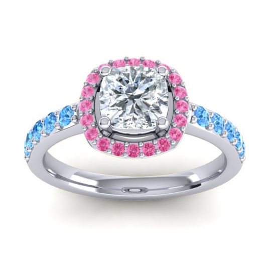 Cathedral Cushion Halo Zayya Ring, 6mm