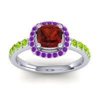 Cathedral Cushion Halo Zayya Ring, 6mm