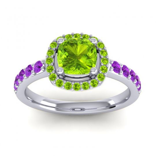 Cathedral Cushion Halo Zayya Ring, 6mm