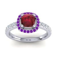 Cathedral Cushion Halo Zayya Ring, 6mm